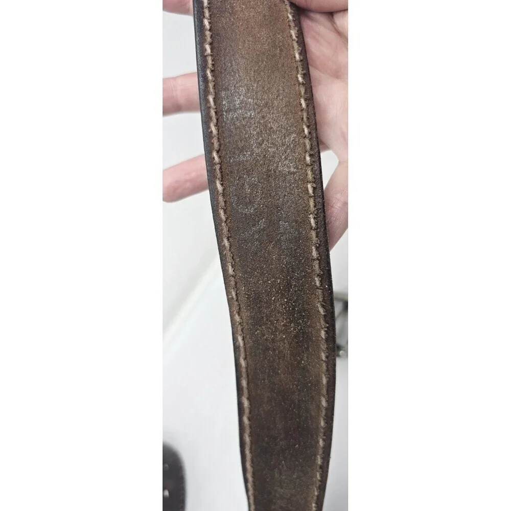 American Eagle Brown Leather Mens Belt Eagle Size 32 Y2k Classic Stitched